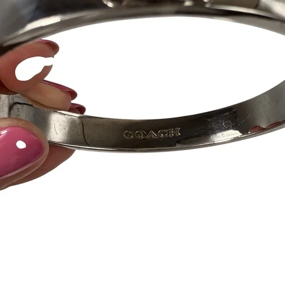 Coach silver Sculpted Signature Hinged Bangle bracelet